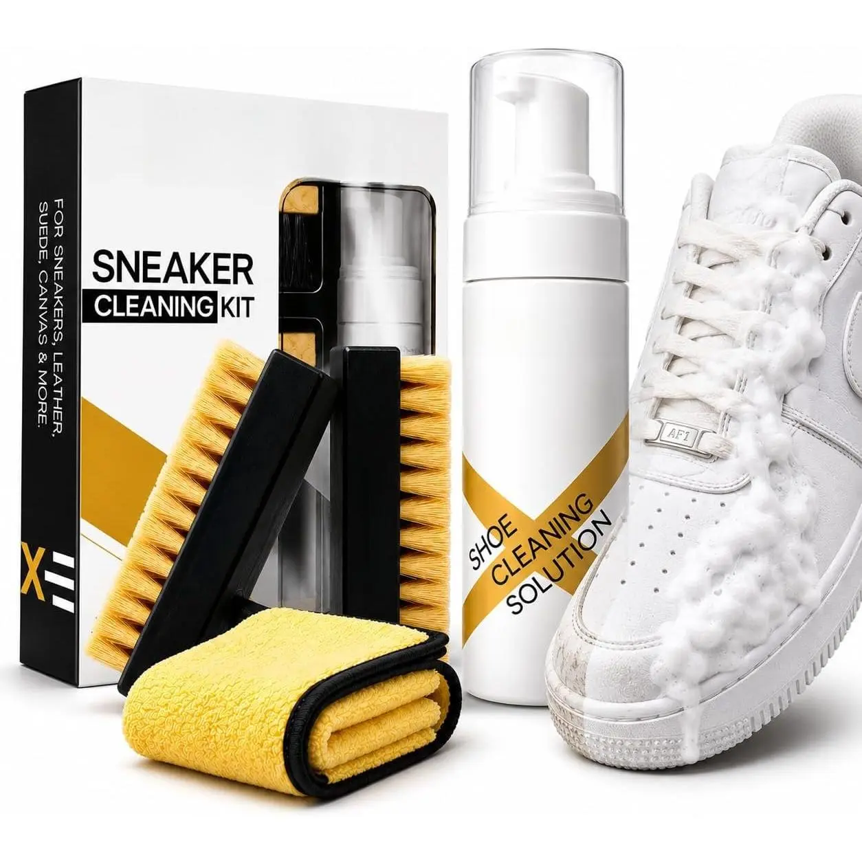Easy-to-Use White Sneaker Cleaner Kit - Everyday Household Cleaner for Leather/Suede, Canvas, Mesh, Rubber & Synthetic Tennis Shoes