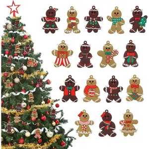 16 Pcs 3 Inch Adorable Gingerbread Man Ornaments Christmas Decorations for Tree Home Office Baking Party Gift Tags & Party Favors