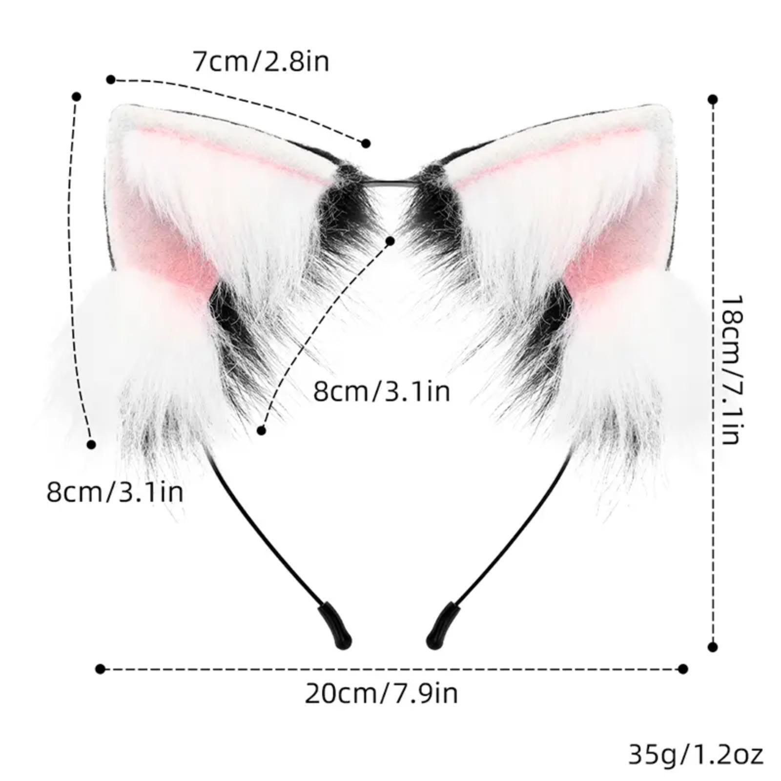 Handmade Plush Cat Ears Headband, Realistic Furry Animal Ears Hairband, Cosplay Fox Ears Costume Accessories, Adorable Furry Style Props Perfect for Anime Conventions, Cosplay Events, Halloween Parties & Daily Cute Outfits