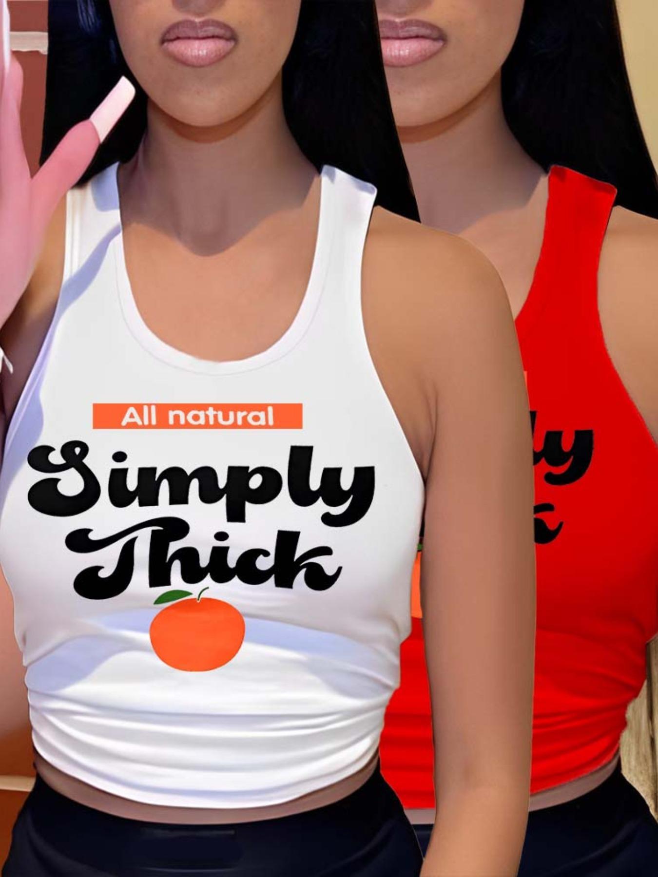 Women's Letter & Fruit Print Tank Top, Summer Clothes Women, Casual Sleeveless Tanktop for Summer, Women's Clothing for Outdoor Daily Wear, Summer Top, Sleeveless Basic Tanks, Tank Tops Workout, Womenswear