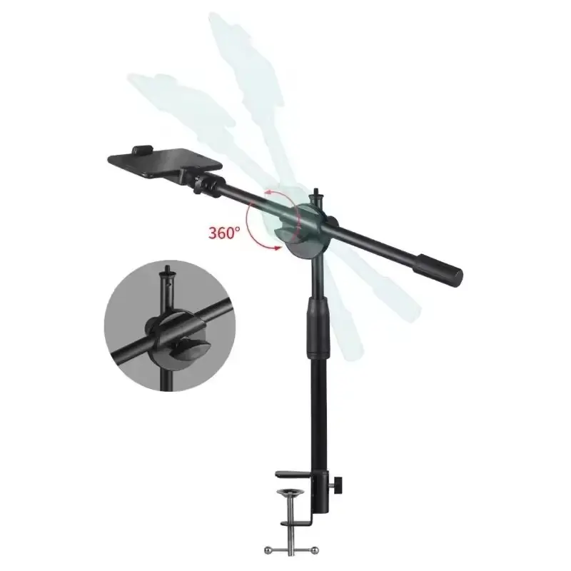 Tabletop Overhead Tripod Stand with Adjustable Ring Light Mobile Phone Holder And Boom Arm for Nail Art Photography Table Shooting Tripods