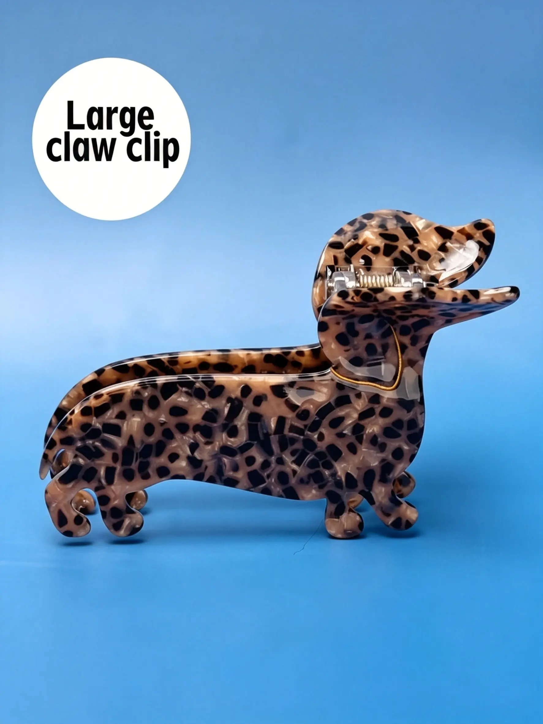 1pc Braided Dog Leopard Print Hair Clip, Acetate Material Cute Animal Hair Clip, Back-Of-Head Decorative Shark Clip, Ideal Gift for Dog Lovers