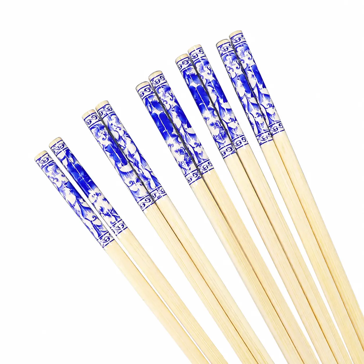 Eco-Friendly Disposable Chopsticks, Premium Blue-and-White Porcelain-Inspired Biodegradable Material - Extra-Long, Thick-Handle, Individually Sanitized Packaged Cutlery for Home, Outdoor Dining, Catering Use