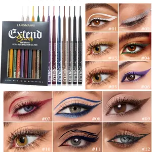 12 Colors Eyeliner Gel Pencil Set, Matte & Shimmer Ultra Fine Retractable Colorful Eyeliner Pen Kit, Waterproof Sweatproof 12H Long Lasting Quick Dry Smooth Eyeliner Crayons, Multi-Purpose Eye Makeup Liner for Eyeliner & Eyeshadow