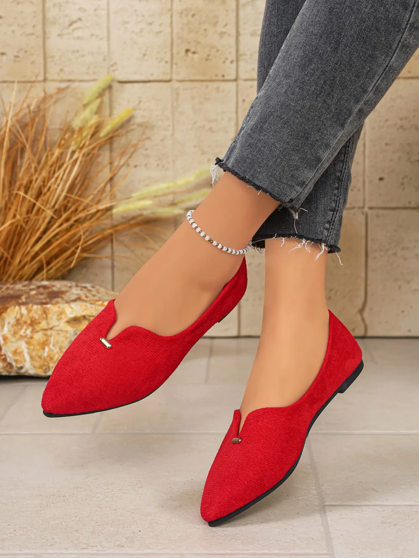 Women's Pointed Toe Loafers Comfortable PU Suede Work Shoes Business Loafers, Cute Slip-On Ballet Flats, Fashion Office Shoes All Seasons, Business Style Flats