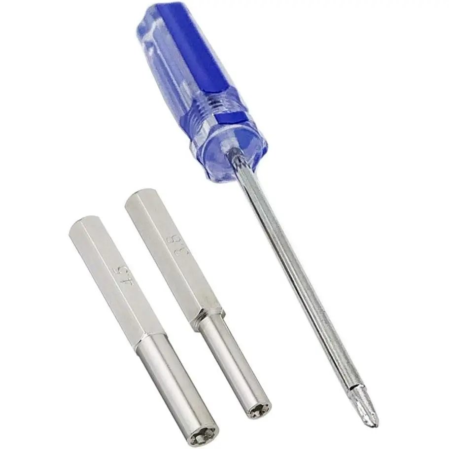 Gamebit Screwdriver Tool Kit - Tri-Wing, Y-Trigram, 3.8mm, 4.5mm Nut Bits, Hardened Heat-Treated Steel, Cartridge Fit for Retro Gamers' Gameboy, NES, SNES, N64, Wii, NDS Console Repair, Hardened Steel