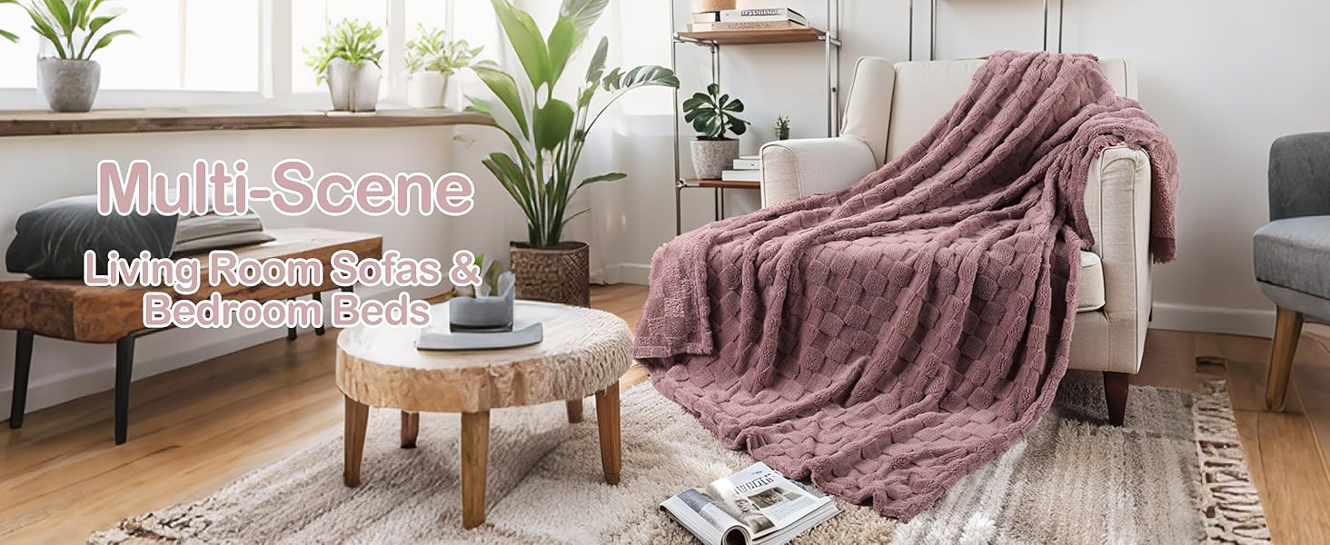 Blanket King Size 90"x110",-Soft Microplush, Checkerboard Pattern, All-Season Lightweight Warmth, Dual-Sided Use, Cozy for Bed/Sofa/Office/Camping, Easy Care, Cream White