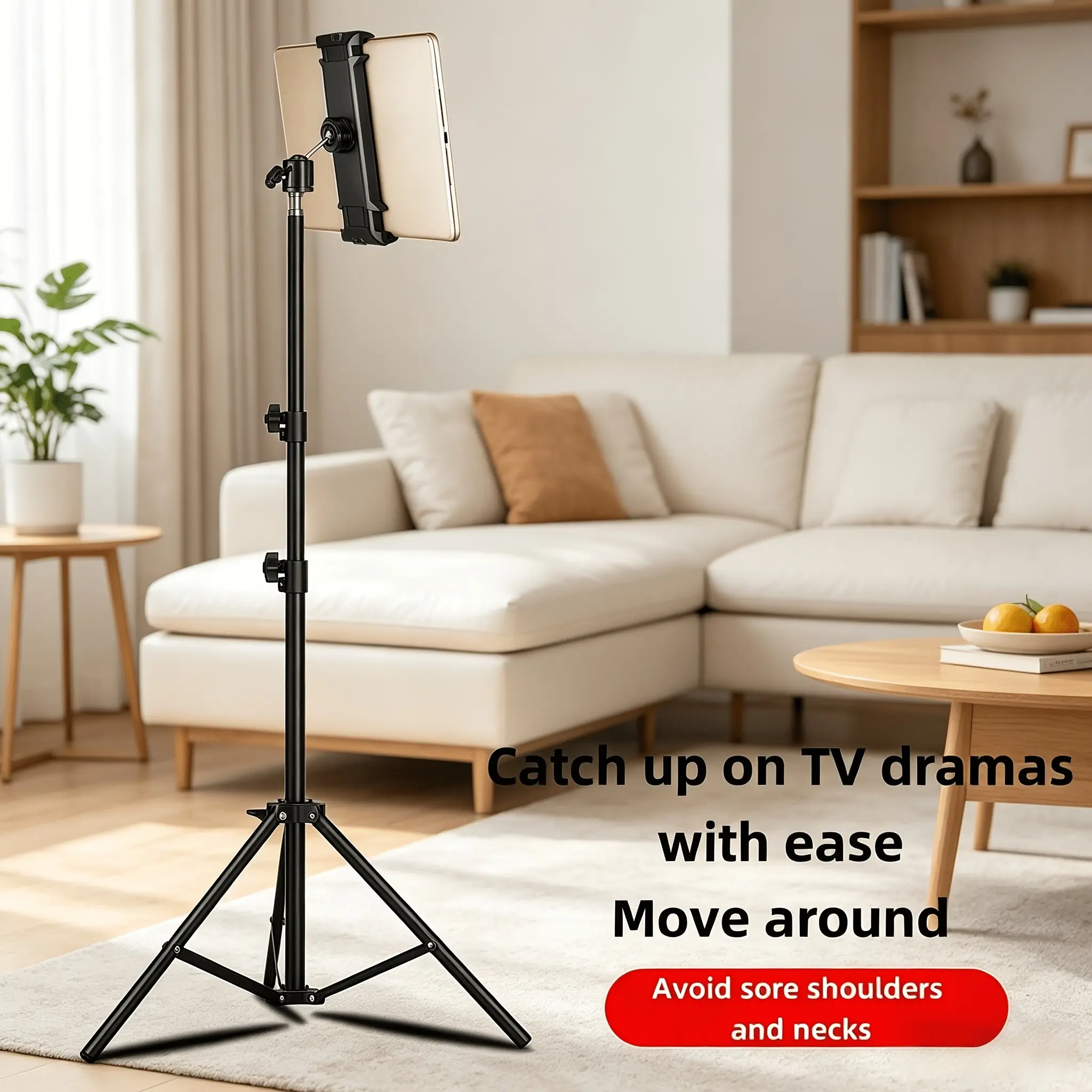 Adjustable 55cm Tablet Stand, Phone Holder for iPhone and Tablets, Tripod, 360° Rotation, Rotating Stand, Three-Axis Movement, Live Streaming, Multi-Functional Device Stand