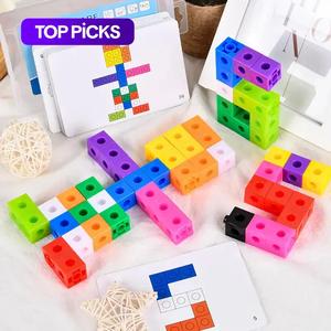 colorful cube puzzle, 60pcs/set intelligent cube puzzle toy with 30 double-sided card, color changing puzzle logical thinking training toys gifts, puzzle game square puzzle toys, blocks, rubikscube, building block puzzle, shape recognition puzzles