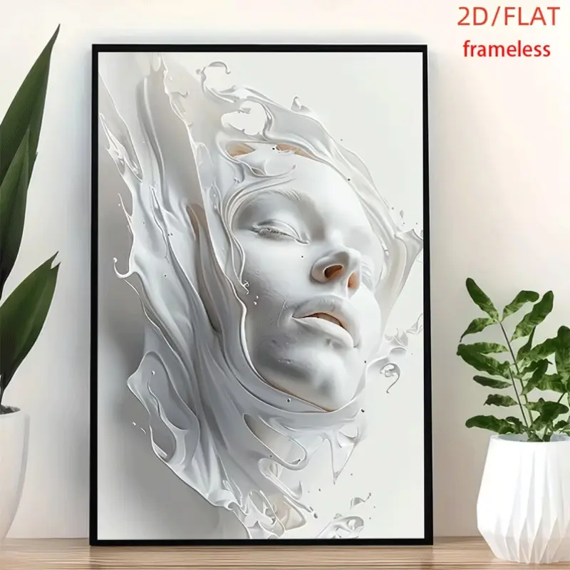 frameless Milk Sculpt Face Decal Art Decor Print Poster, Wall Art for Living Room, Bedroom, Office, Dining Room & Bar, Perfect Gift & Home Decor, 12in x 16in