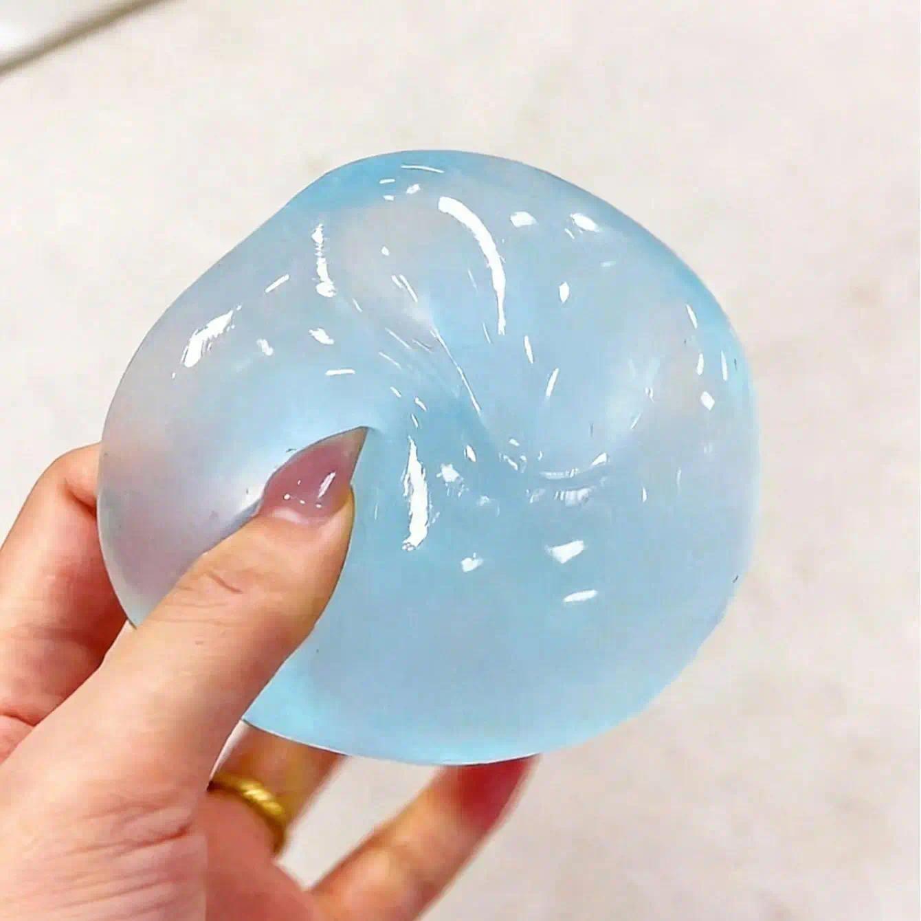 Blue Coconut Squeeze Stress Ball, Soft Slow Rising Squishy Toy, Cute Desk Decor Gift for Home and Office