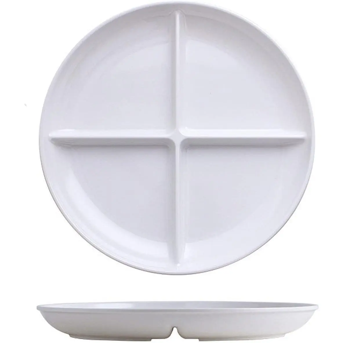 White 4 Compartment Divided Plates Snacks Tray Dinner Plate, Grade Fruit Plates  - 1Pack