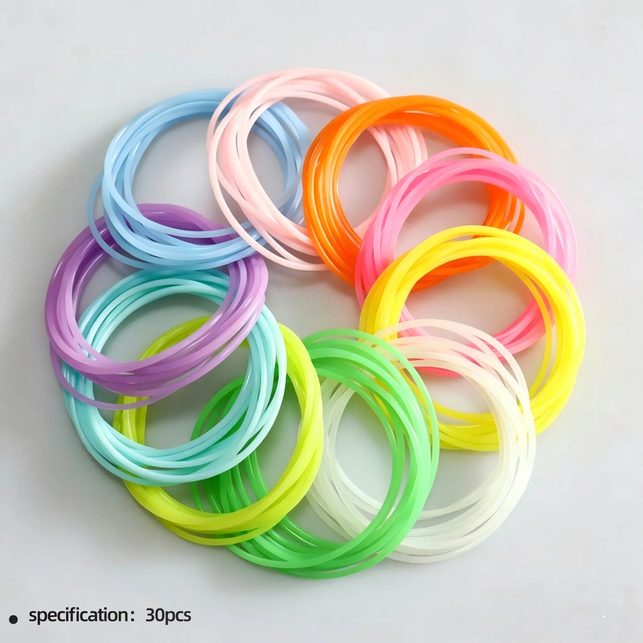 Multicolor Luminous Silicone Bracelets, Rainbow Jelly Wristbands, Elastic Hair Ties, Retro Party Accessories for Kids, Girls, Boys, Versatile Use