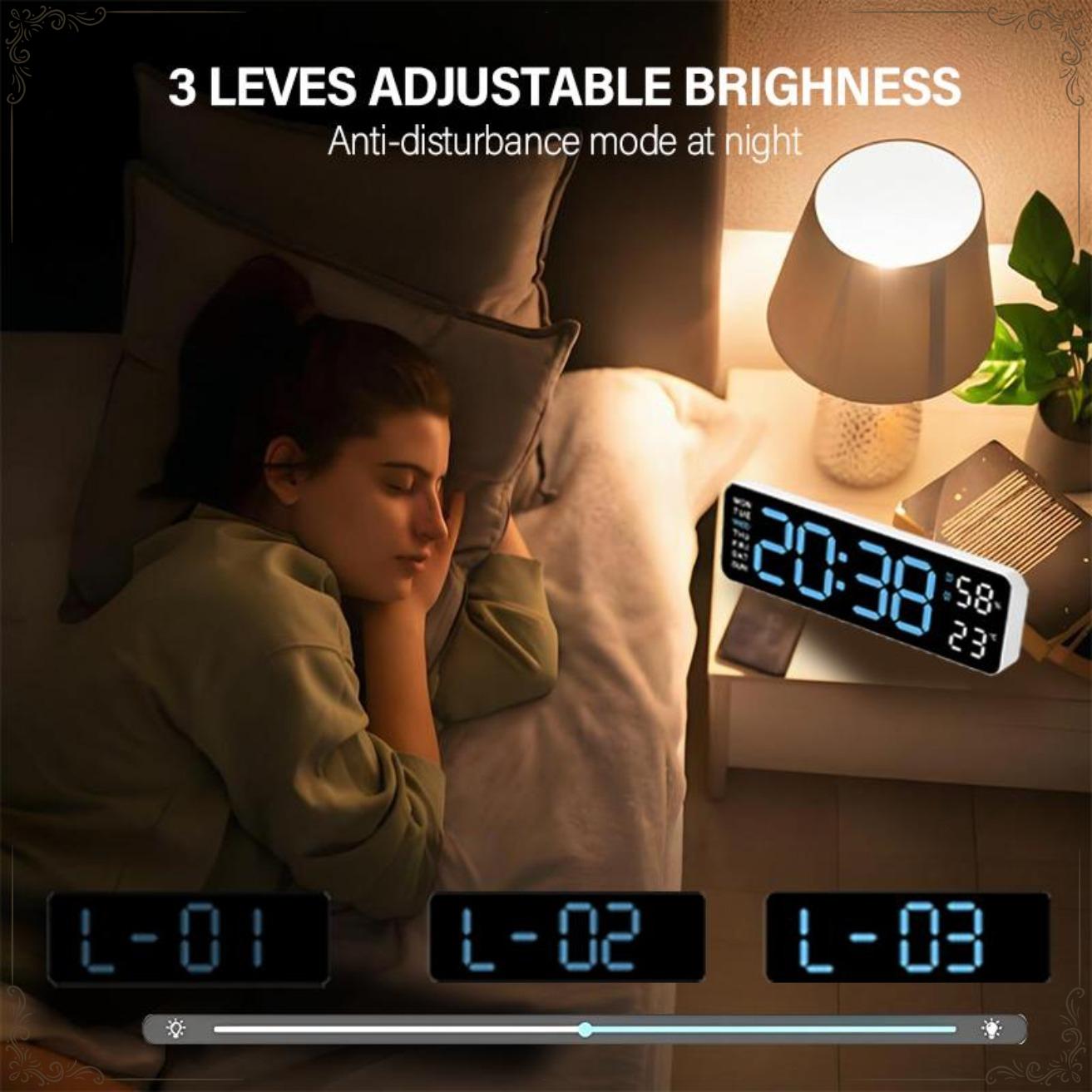 Wall Clock, Wall Timer, Functional LED Clock LED with Multiple Features Adjustable Light Countdown Humidity Temperature Display Adjustable Brightness