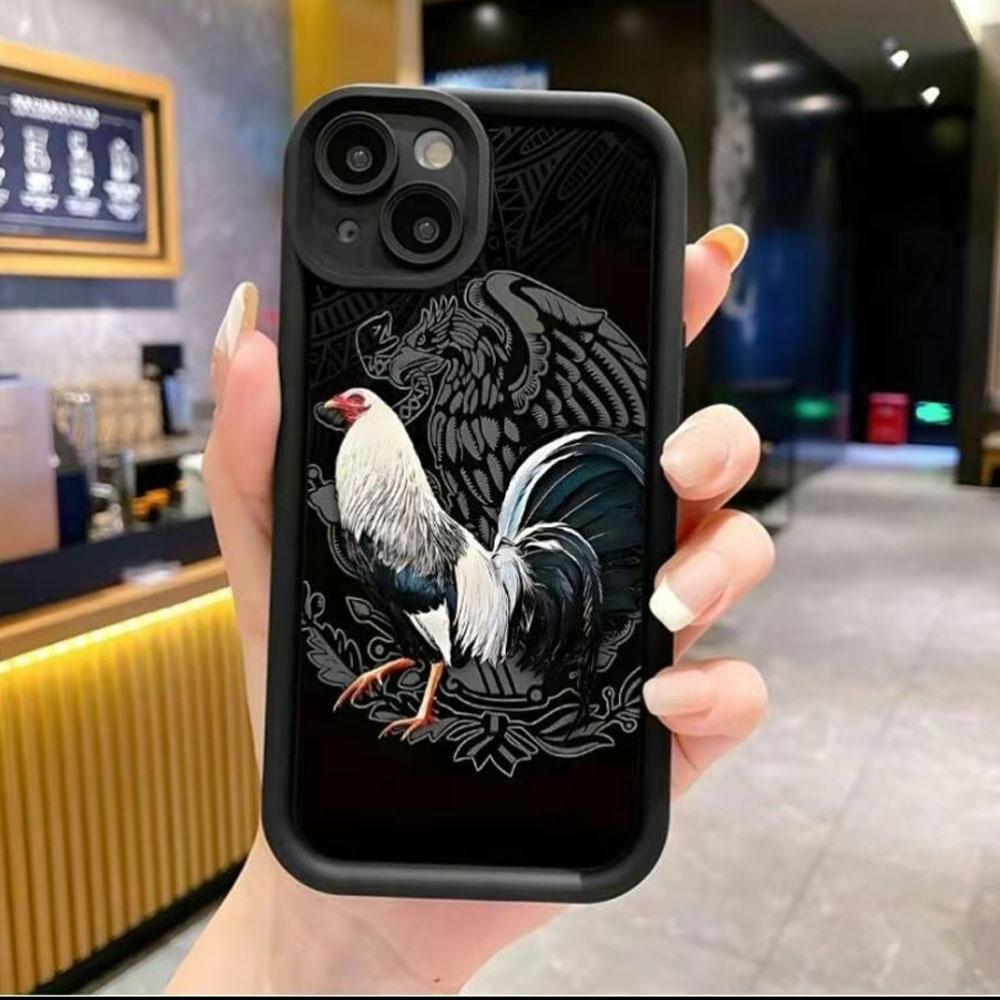 Mexican Rooster Gamefowl Phone Case for iPhone 17 Pro Max 16 E 15 14 Plus 13 12 11 & Samsung S21 - S26 Ultra Plus, Cool Creative Rooster Pattern Shockproof Silicone Protective Softcase