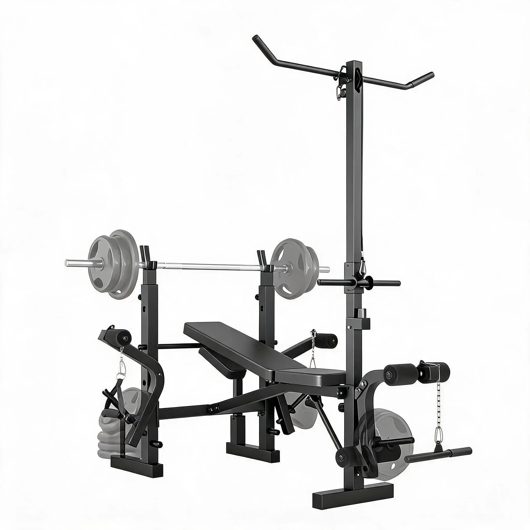 Garvee Heavy Duty Adjustable Weight Bench Press Set for Home Gym, 900lb Capacity Multi-Function Collapsible Bench with Squat Rack, Leg Extension, Preacher Curl Pad & Butterfly Arm
