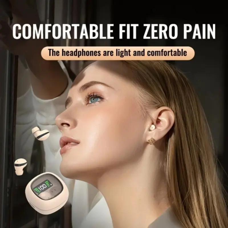 Ultra Small Mini Bluetooth-compatible Earbuds Dual Ear Sleep TWS In-Ear Stereo Music Sports Running Fitness Universal Compatibility Android iOS Electronic Earphones