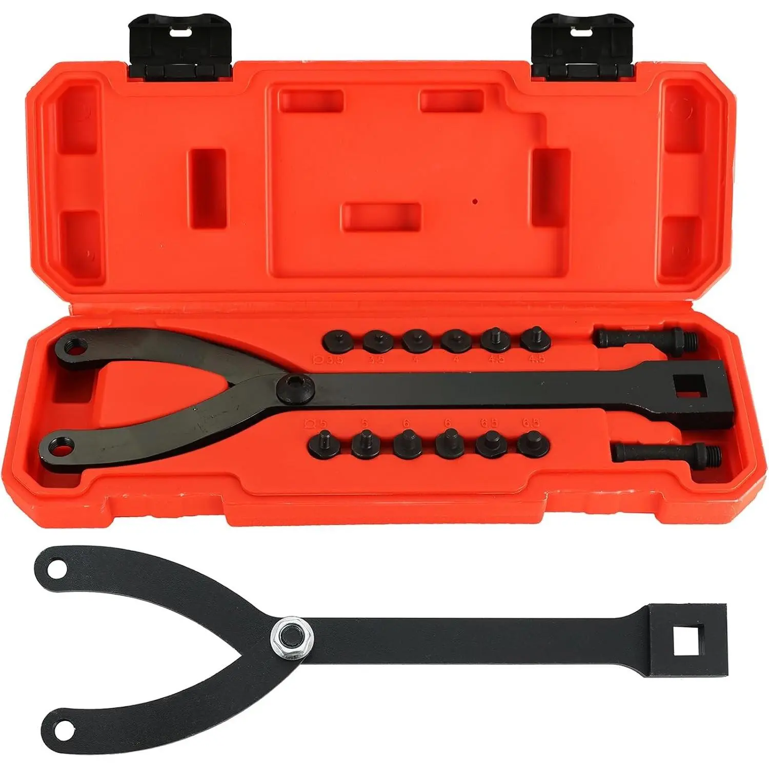 Variable Cylinder Spanner Wrench Set 15 count | Adjustable Pin with Variable Pins Adjustable Fan Clutch Pully Holder Wrench Kit 1-1/4 Inches to 5 Inches