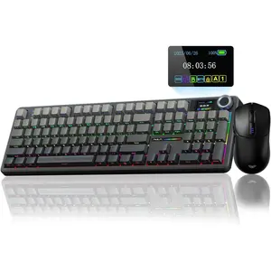 F108 PRO  Mechanical Keyboard with Screen & Knob SC580 Tri-Mode Gaming