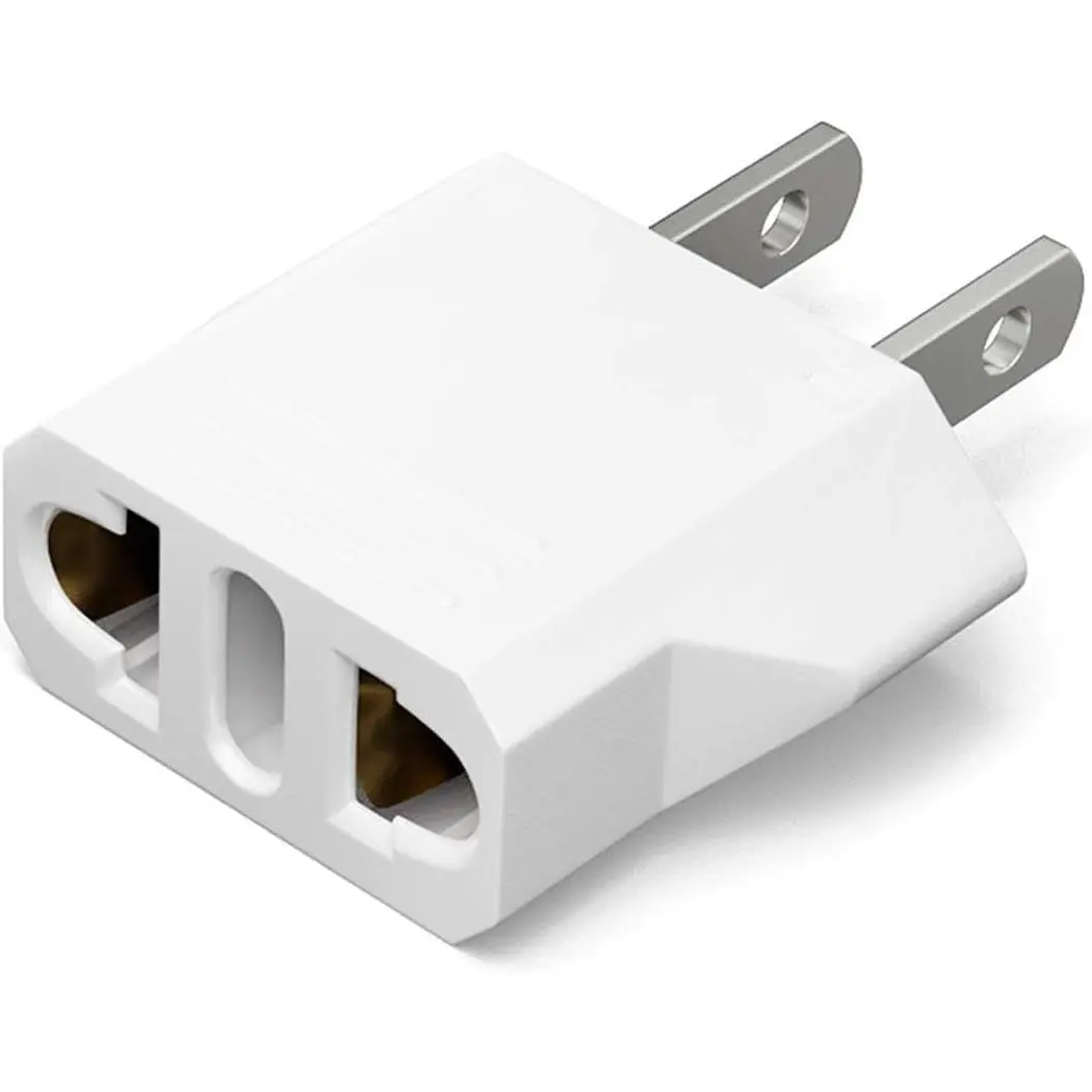 Small European to  Outlet Plug Adapter, EU to  Adapter,  Input /Asia to / Travel Power Plug Adapter, 1-Pack, White