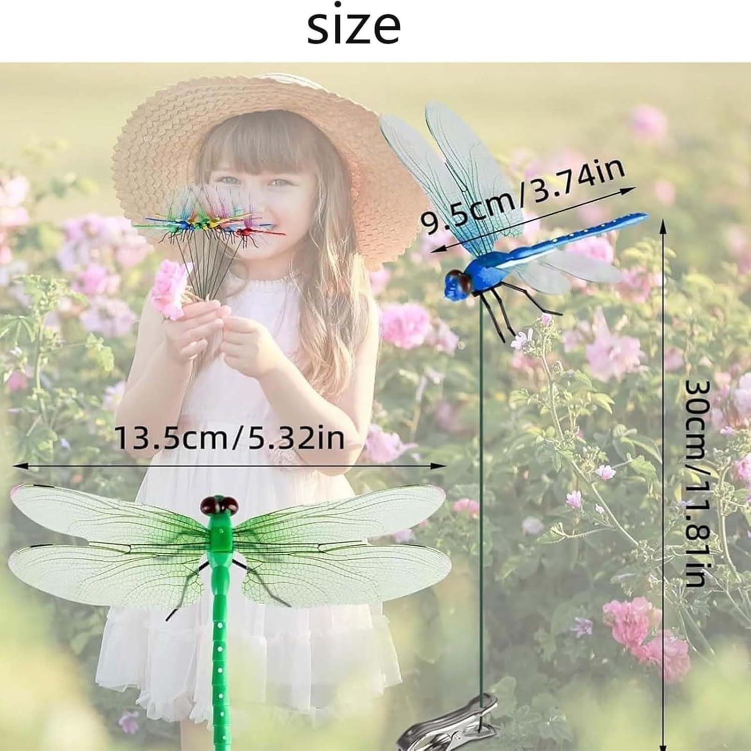 12Pcs Dragonfly Fly Repellent Clip, 3D Fake Dragonfly Garden Decor, Chemical-Free Insect Repellent for Patio, Backyard, Outdoor Plants and Camping Use