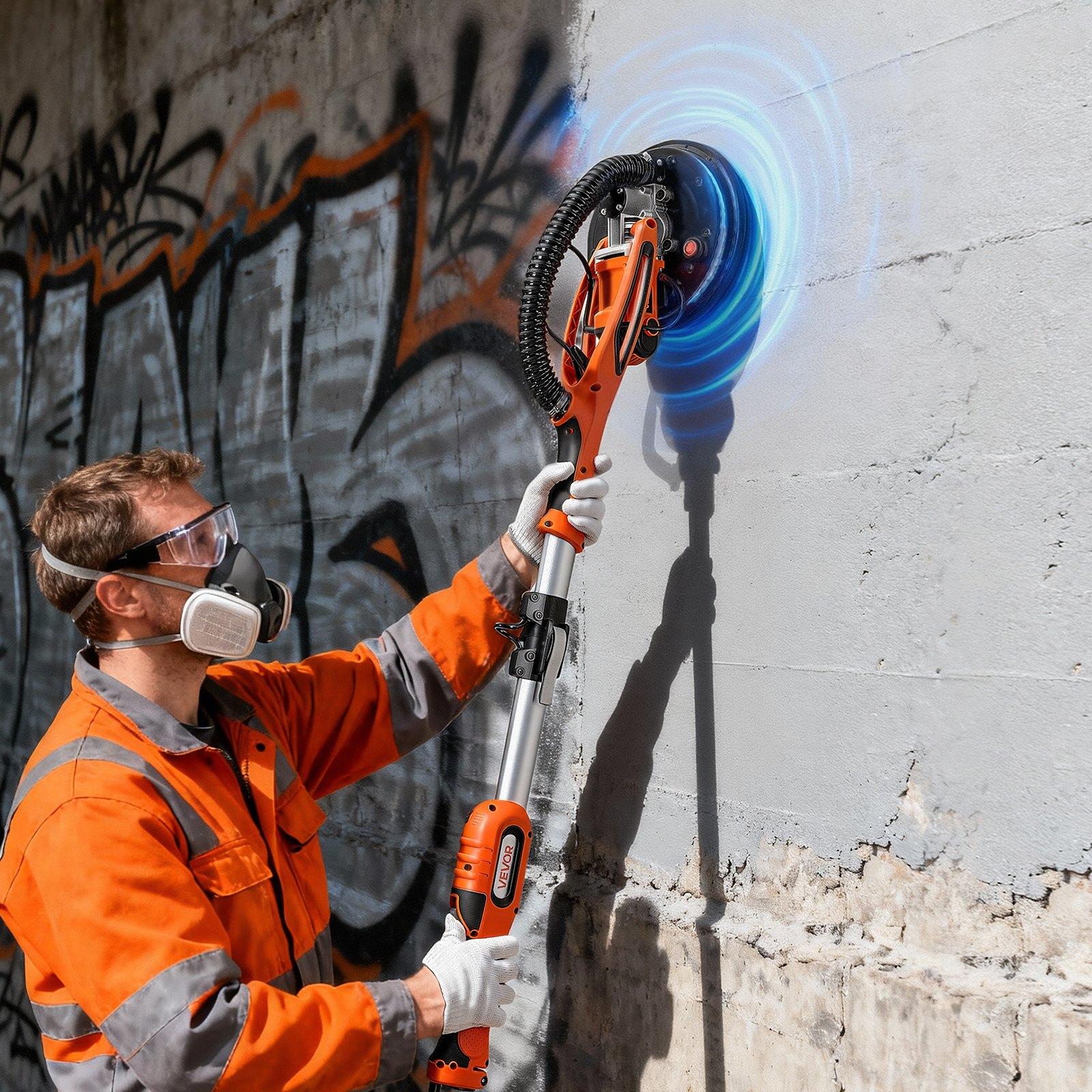 VEVOR Drywall Sander, 850W Electric Drywall Sander, Popcorn Ceiling Removal Tool with 5 Variable Speed 800-1700 RPM, Double-Deck LED Light, Foldable & Extendable Handle, 15 Sanding Discs, Dust Hose VEVOR Drywall Sander, 850W Electric Drywall Sander, Popcorn Ceiling Removal Tool with 5 Variable Speed 800-1700 RPM, Double-Deck LED Light, Foldable & Extendable Handle, 15 Sanding Discs, Dust Hose