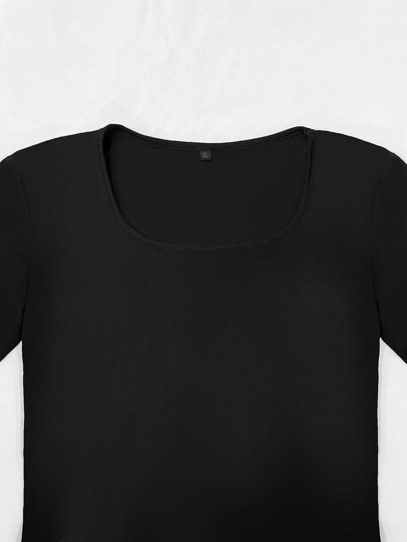 Women's Plain Square Neck Bodycon Dress, Chic Elegant Fit Style Casual Short Sleeve Long Dress for Summer, Ladies Clothes for Daily Wear