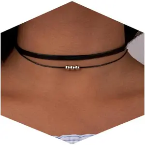 Black Necklaces for Women, Adjustable Layered Velvet Leather Lace Collar Necklace, Goth Jewelry Gifts.