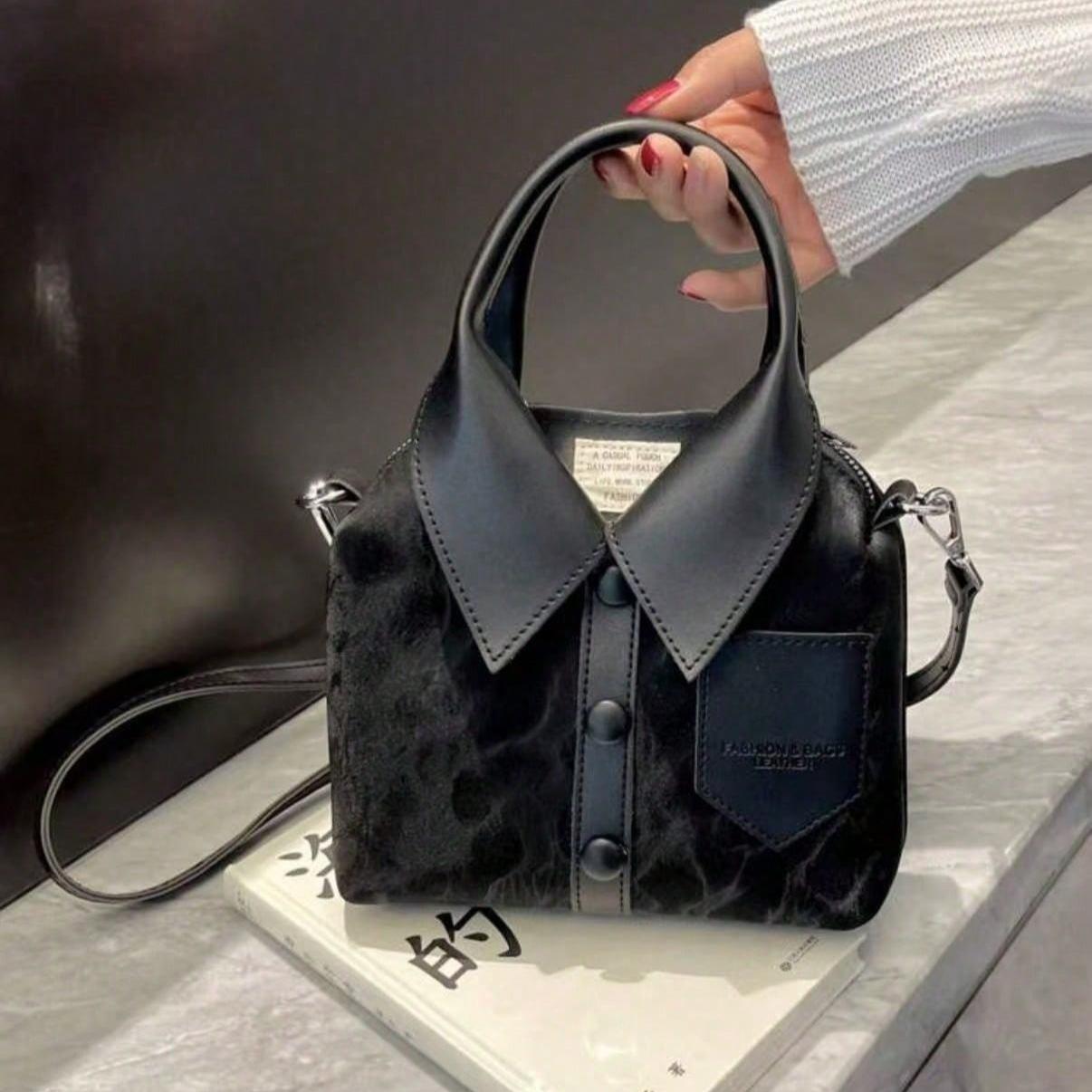 1 Piece Bag Shaped Bag Small Square Crossbody BagPu Fabric With Long Strap Shoulder Bag Satchel, Hot Girl Style, Clothing Bag Unique Stylish Women's Handheld Bag With Simple Shirt Design