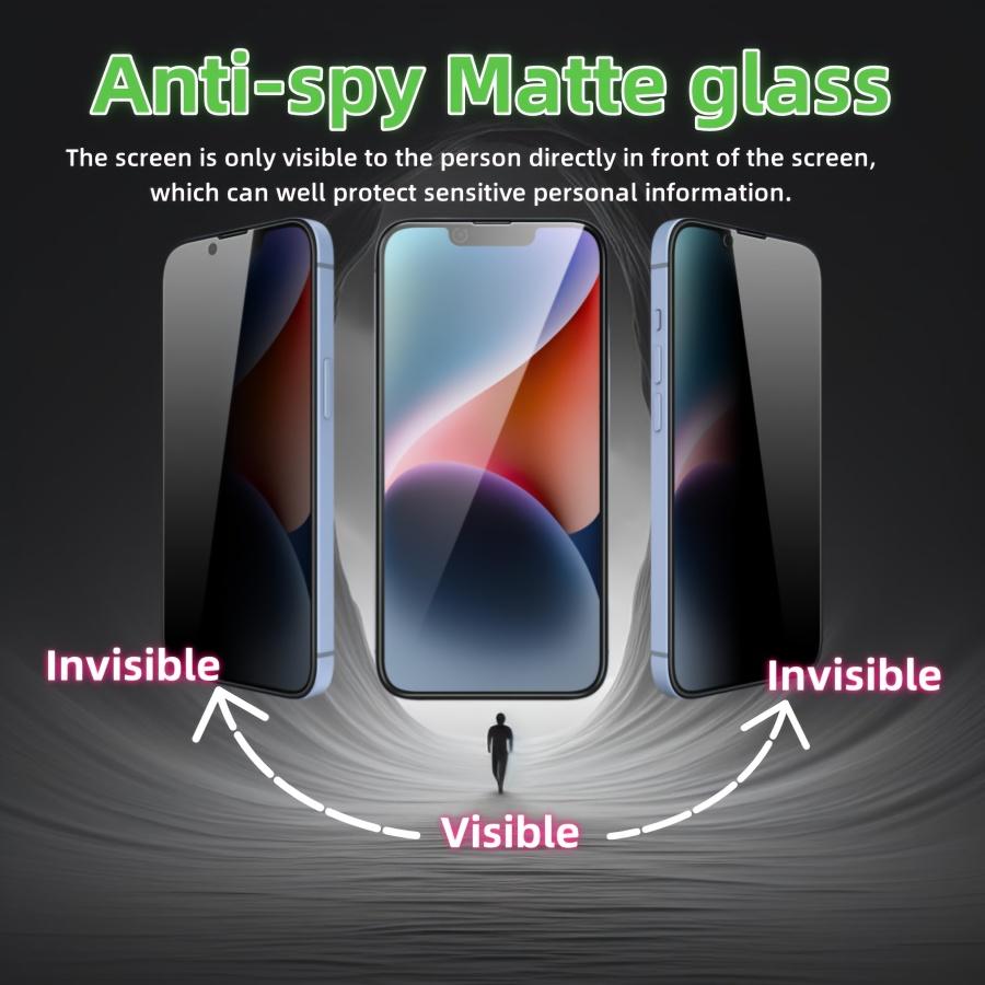 2+2pcs Matte Privacy Screen Protectors with Camera Lens Protectors for iPhone series, Tempered Glass Anti-Spy, Protective, 9H Hardness Anti-Scratch, Compatible with iphone 17/16/15/14/13/12/11 air Plus pro max Series Accessories Protection