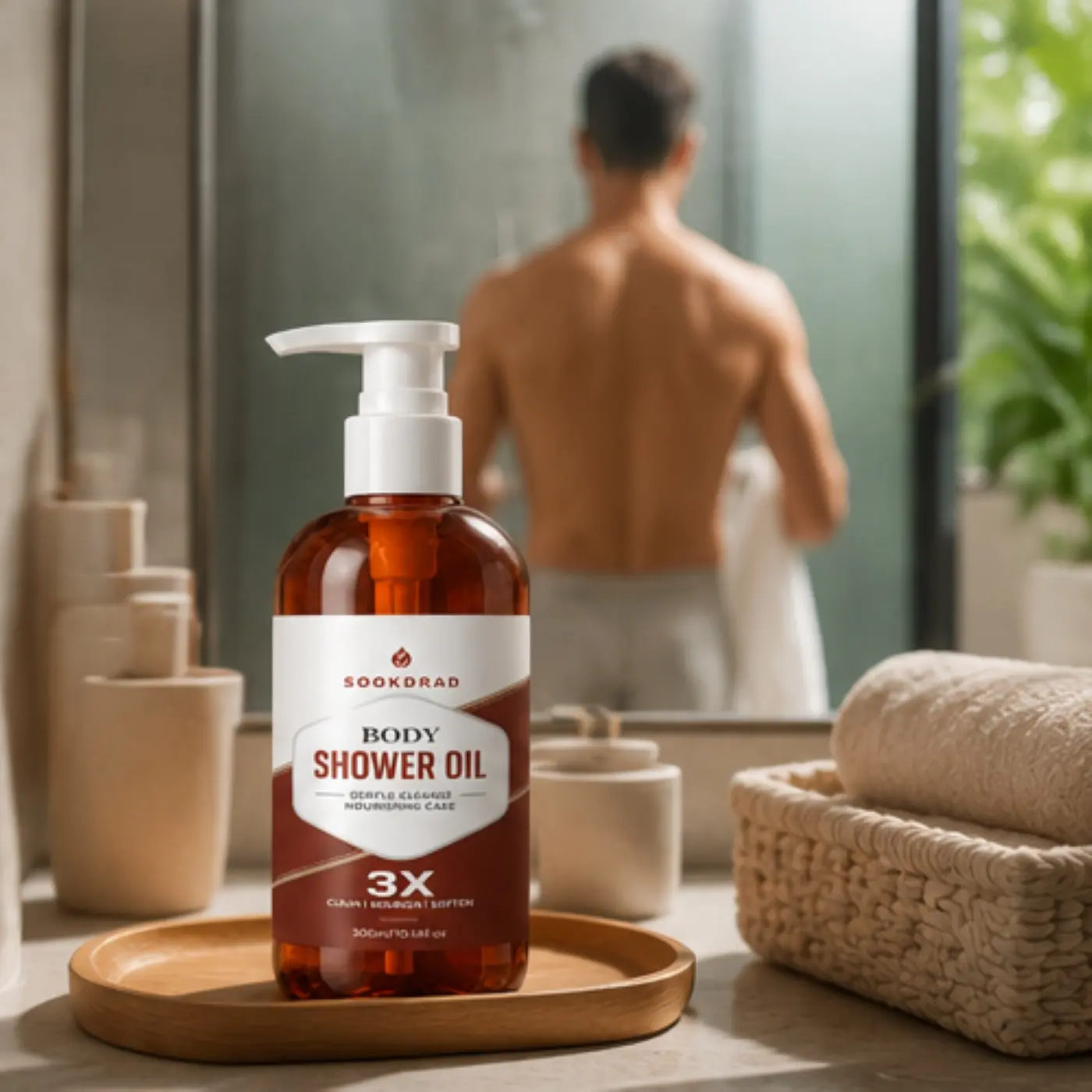 Body Shower Oil, gentle cleanse, nourish, soften, body care, Moisturizing Body Cleanser, 300ml/10.14fl.oz