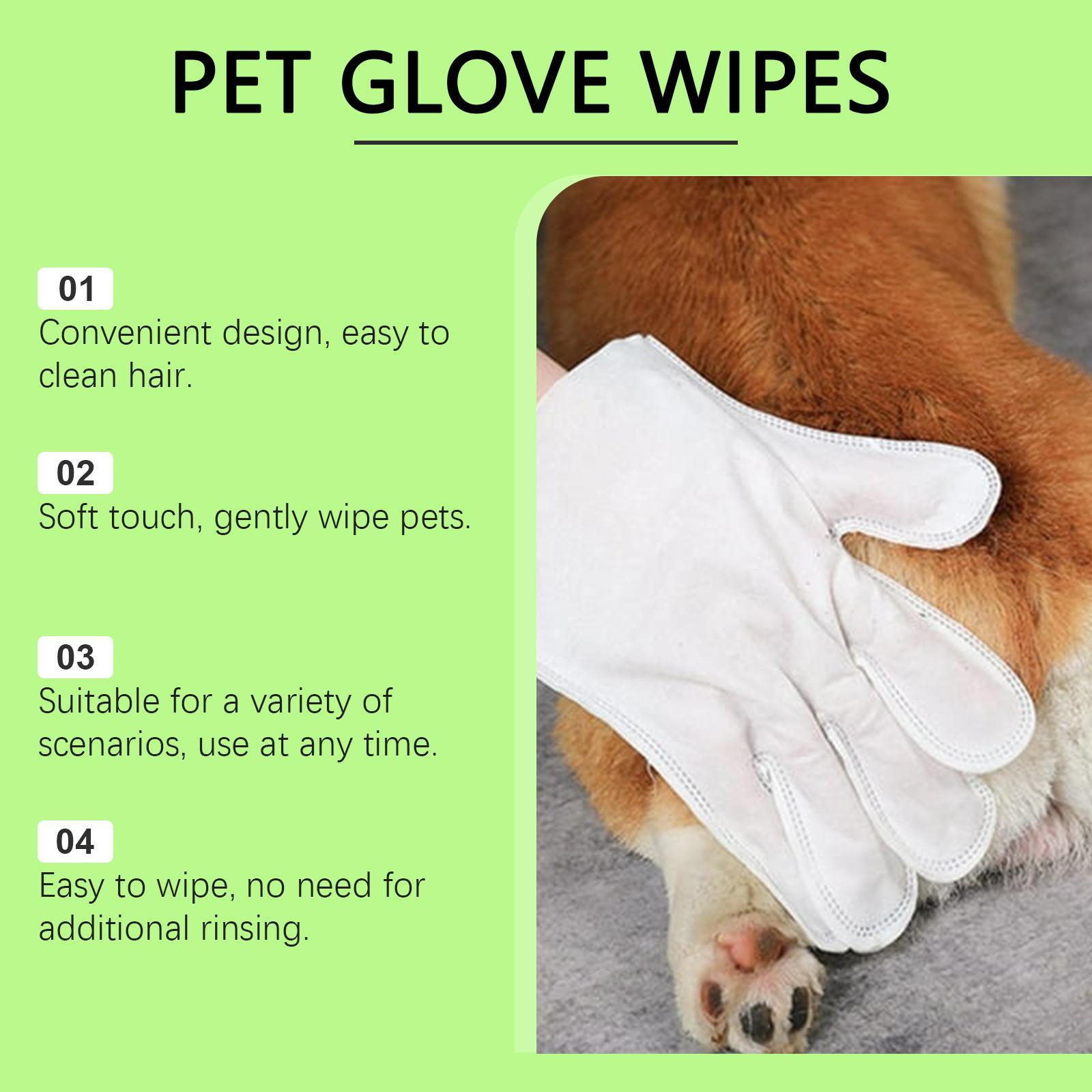 Pet Cleaning Gloves, 5 Pairs Pet Cleaning Wipes, Pet Grooming Wipes, Dog & Cat Grooming Supplies, Dog & Cat Accessories