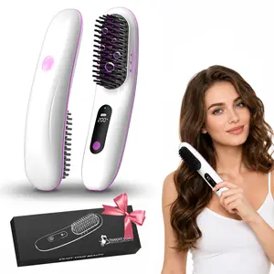 [Teaifa] Wireless Plasma Hair Straightening Comb, 5200mAh Battery, 6-Channel 5B Ions, 160°C-200°C Adjustable, MCH Quick Heat, Auto Shut-Off, Straighten & Curl, Gift for Mom