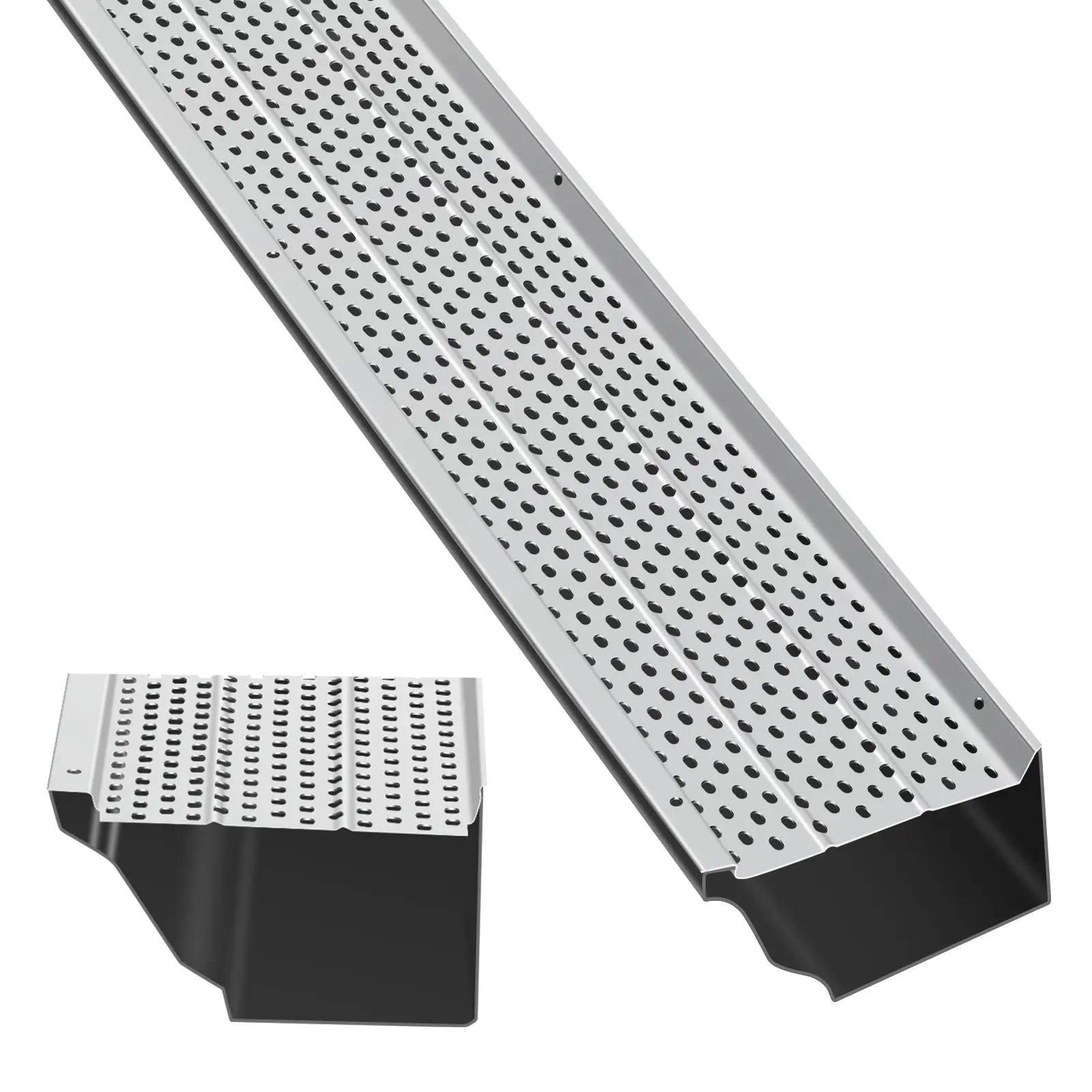 Gutter Guard 5 inch, 7 PCS 28 ft Total Length, Aluminum Leaf Filter Easy DIY Gutter Cover System, Protection Mill Finish, 0.157'' Hole Diameter, Gutter Guards Fits Any Roof or Gutter Type