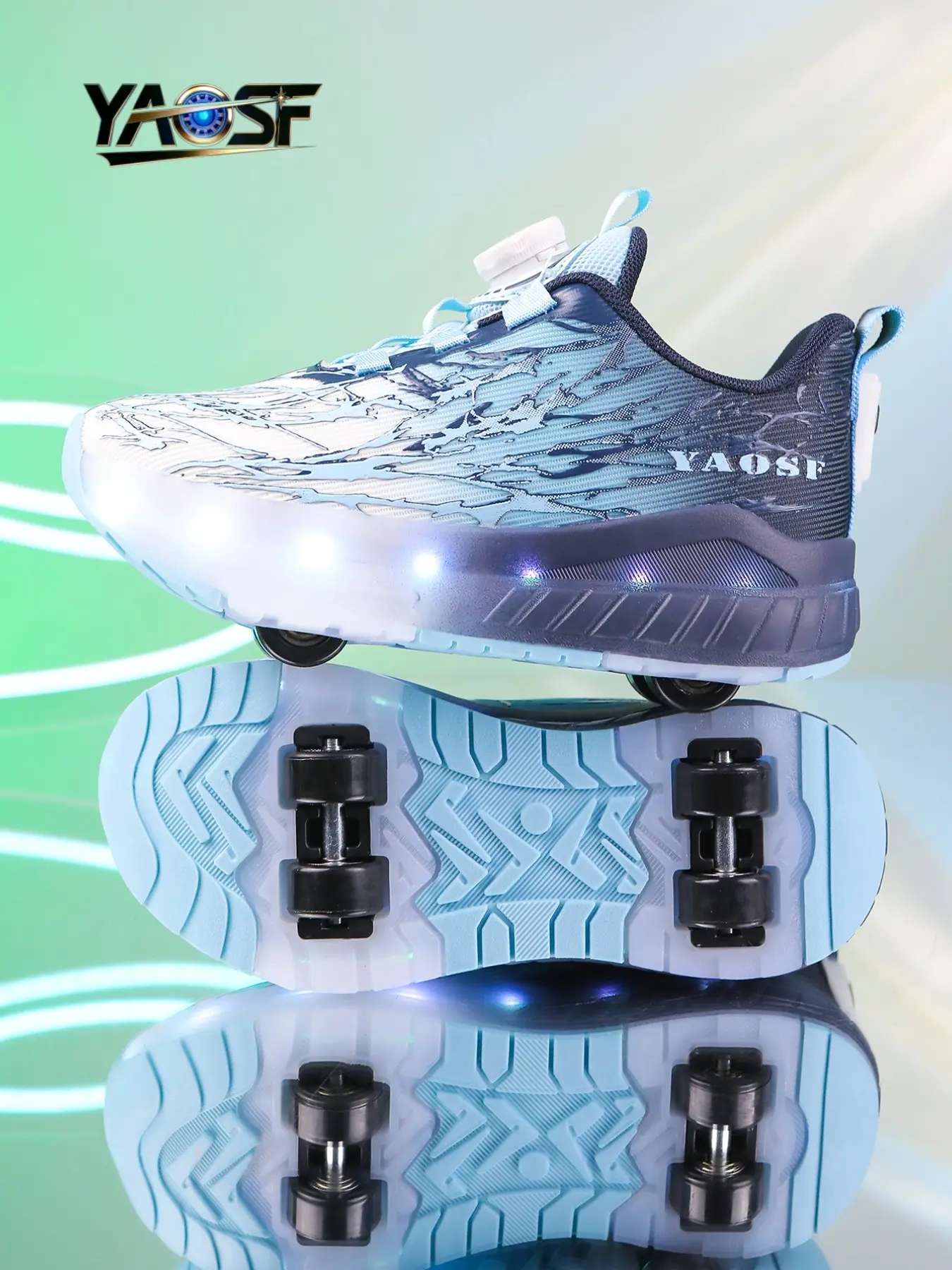 Yaosf Kids Skate Shoes LED Light Up with Wheels, Unisex Roller Skates for Boys & Girls, Comfortable Outdoor Sports Shoes, Perfect Birthday Gift
