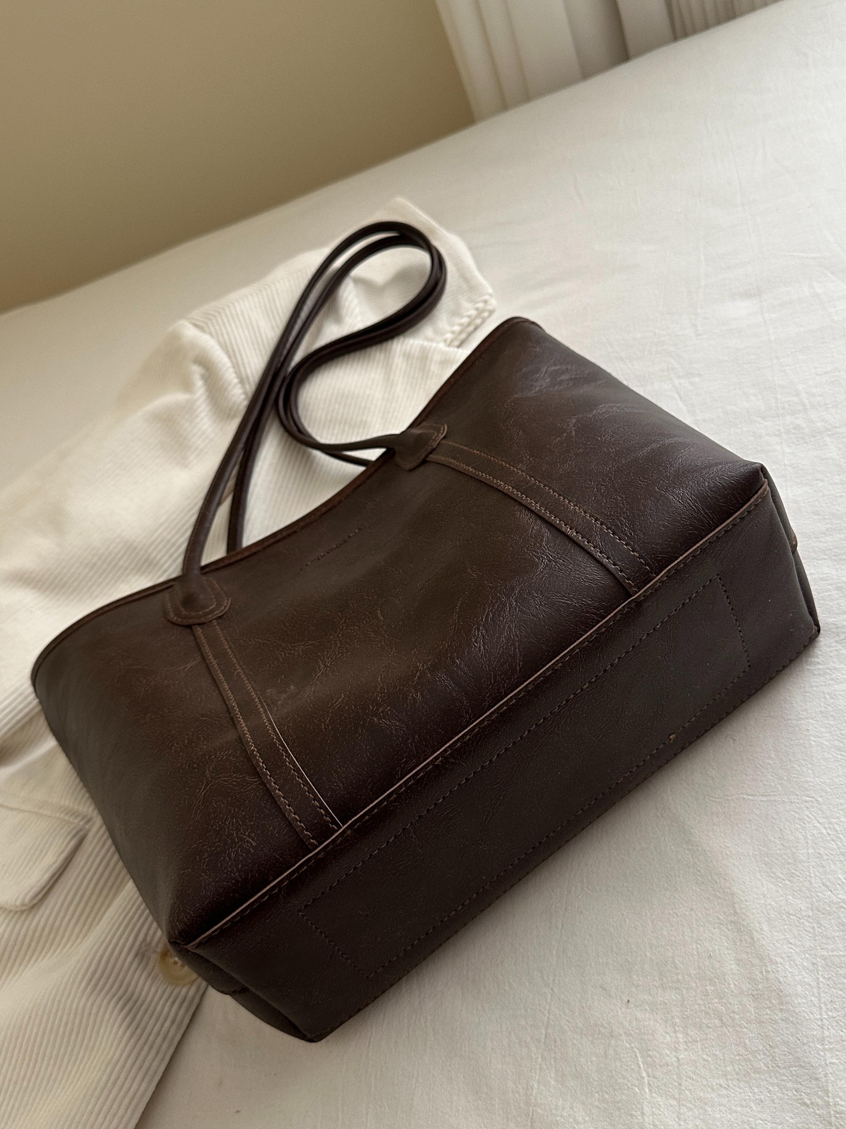 Fashionable Retro Shoulder Bag, Large Capacity Commuter Travel Tote, Pu Tote Satchel, Simple Versatile Design, High-Quality Material