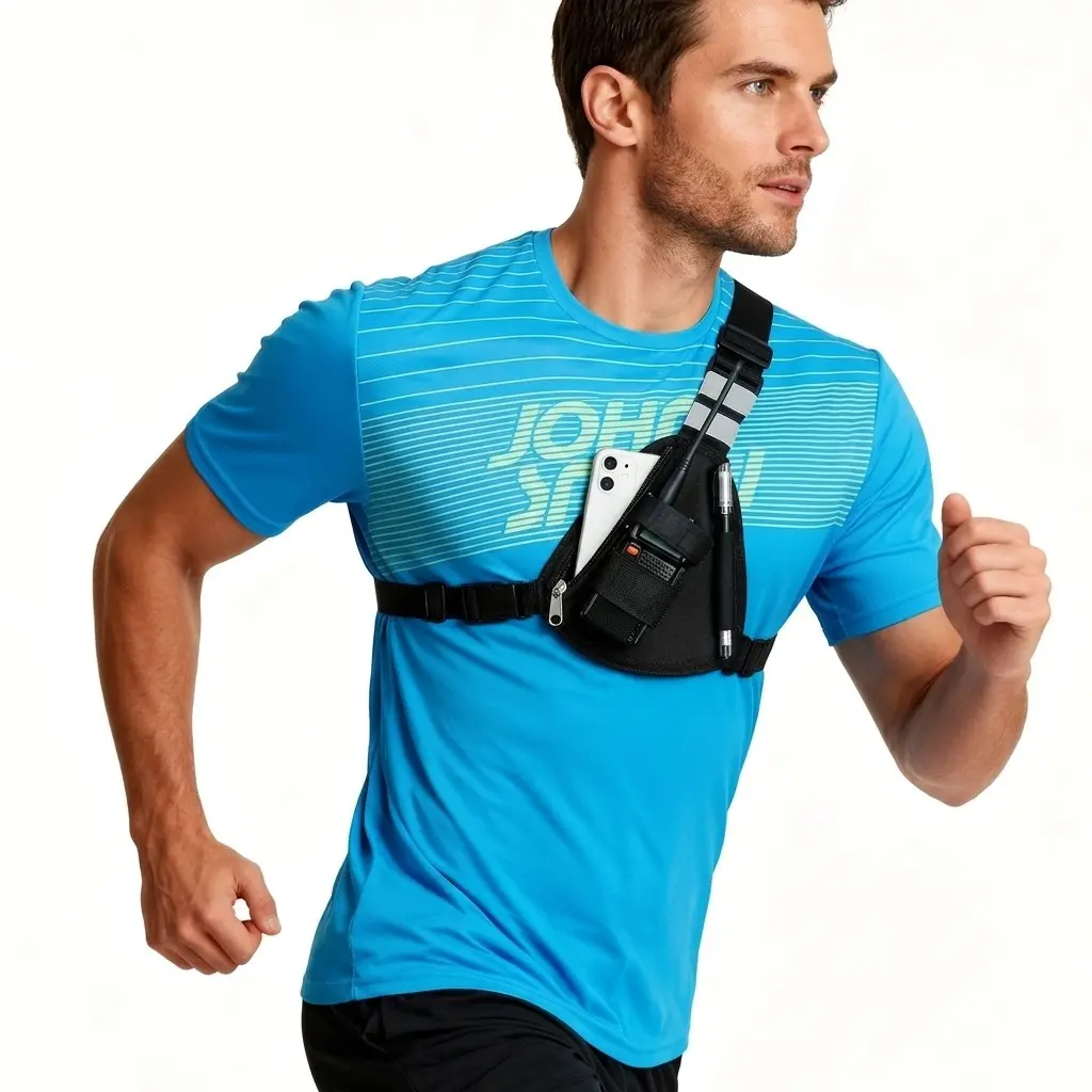 Unisex Adjustable Running Chest Bag, Nylon Outdoor Backpack, Ideal for Hiking, Camping, Climbing
