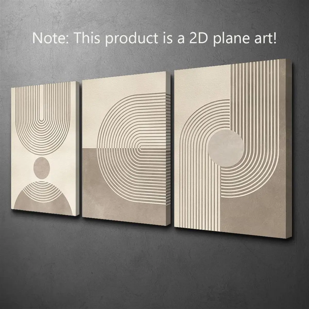 3-piece wooden framed canvas wall art - beige abstract geometric triptych modern art print, bright aesthetic decoration, suitable for living room, bedroom, office, ready to hang, ideal home decor gift, perfect holiday decoration for Halloween, Christmas,