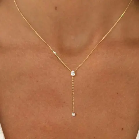 Elegant Water Drop Zircon Pendant Necklace for Women, Chic Chain Design, Perfect for Daily Wear, Versatile and Stylish Jewelry, Dainty Necklace, Fashion Necklace