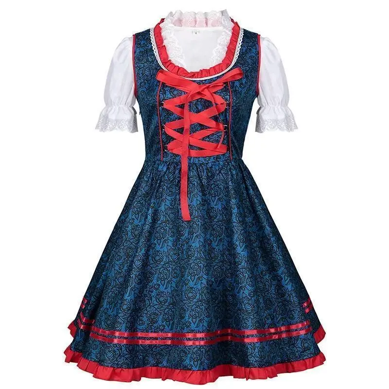 Traditional Bavarian Oktoberfest Beer Girls Costumes Dirndl Dresses Maid Cosplay Work Wear Festival Clothing for Halloween