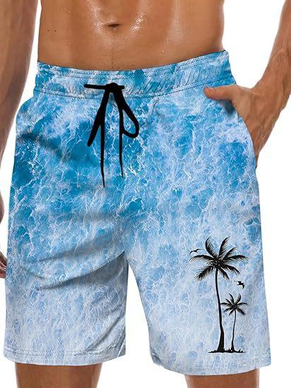 Vintage Plant Pattern Beach Shorts Men Coconut Tree 3D Printed Swim Trunks Summer Hawaiian Shorts Loose Board Shorts