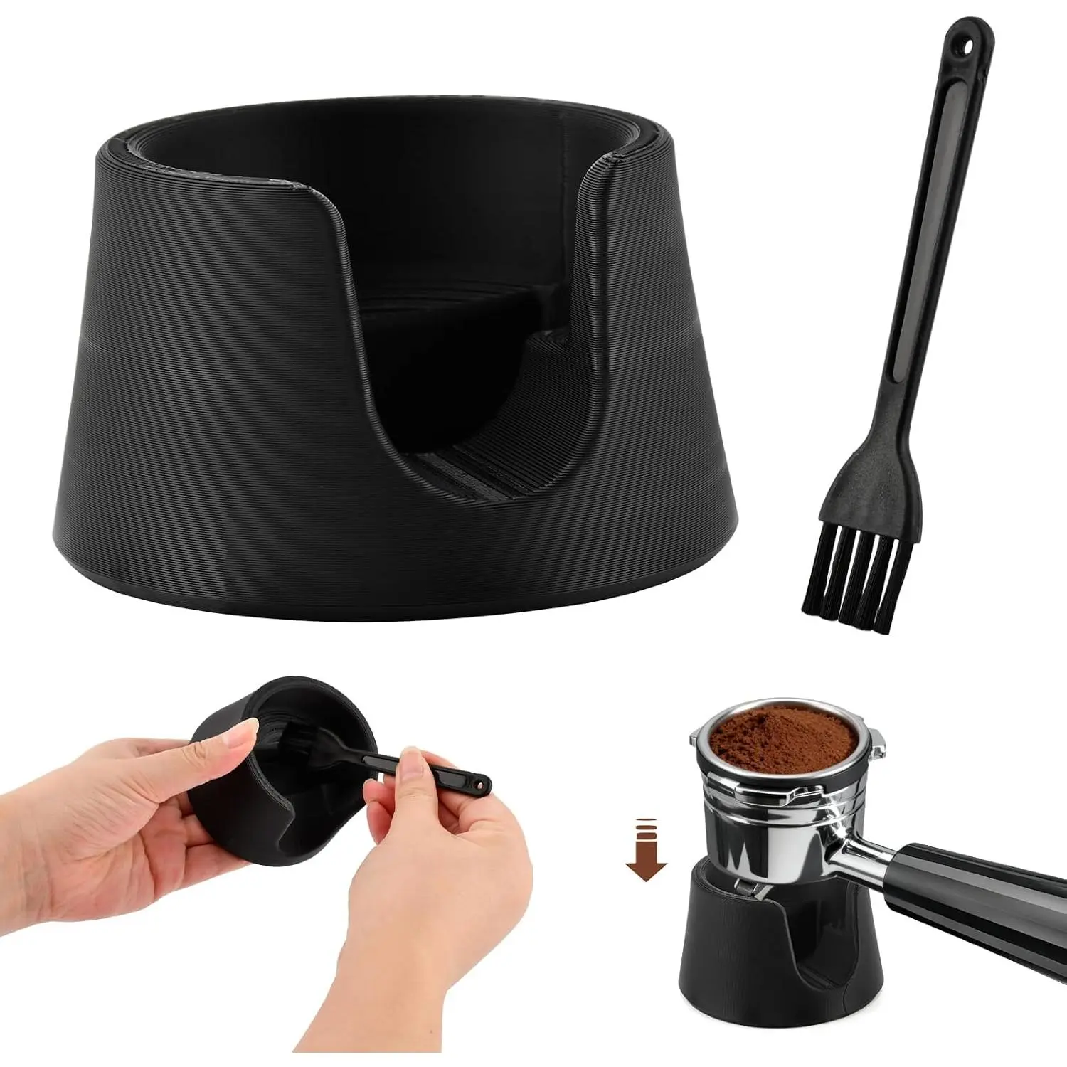 Coffee Tamper Base for Espresso ES601/ES701 Compatible Handheld Portafilter Support Stand Improves Tamping Stability and Extraction(COLOR:black)