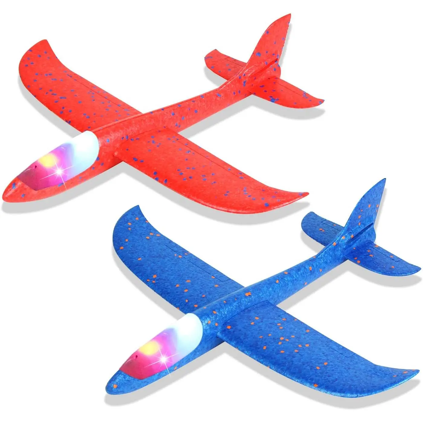 2 Pack LED Airplane Toys, 17.3 inch Large Throwing Foam Plane with Flashing Lights, 2 Flight Mode Glider Plane Outdoor Flying Toy for Kids Boys Girls Outdoor Sport Party Favorsfidget toys