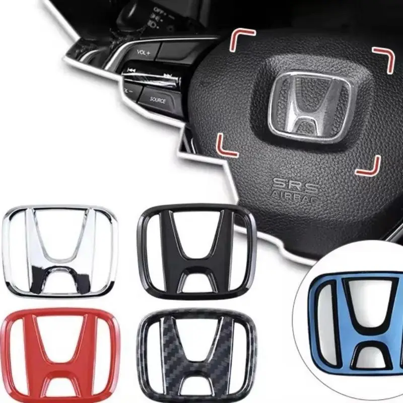 1 Piece ABS Car Steering Wheel Decoration Sticker Badge, Auto Styling Accessory to Decoration and Personalize Your Car, Universal Fit for Honda Civic CR-V Accord Mugen Prelude FIT City CR-Z CRX Jazz