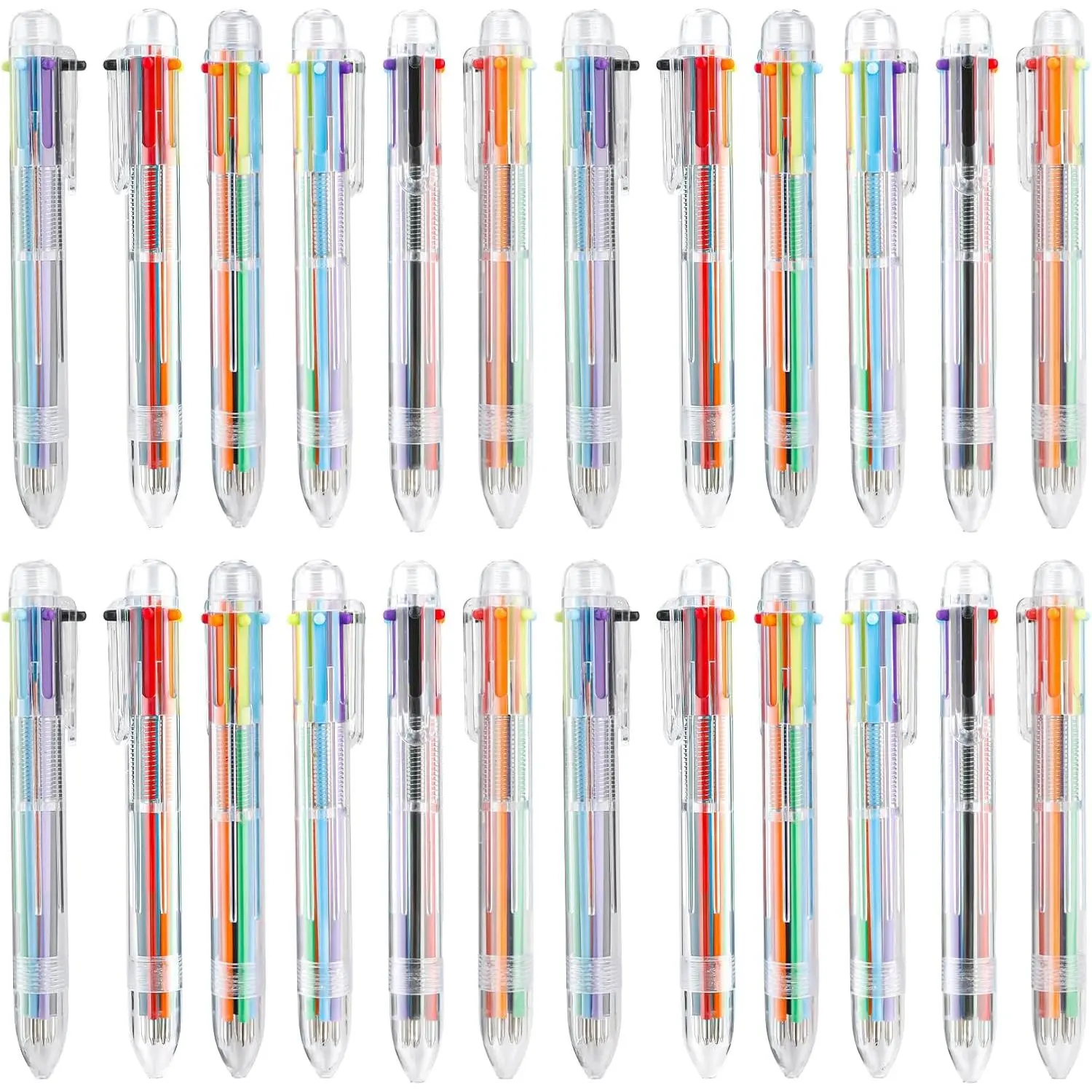 24 count  to School Supplies Ballpoint Pens Bulk, 6-in-1 Colored Pen Ballpoint Party Favors Office Supplies, Multicolor Pen for  Students Classroom Favors  to School Gifts