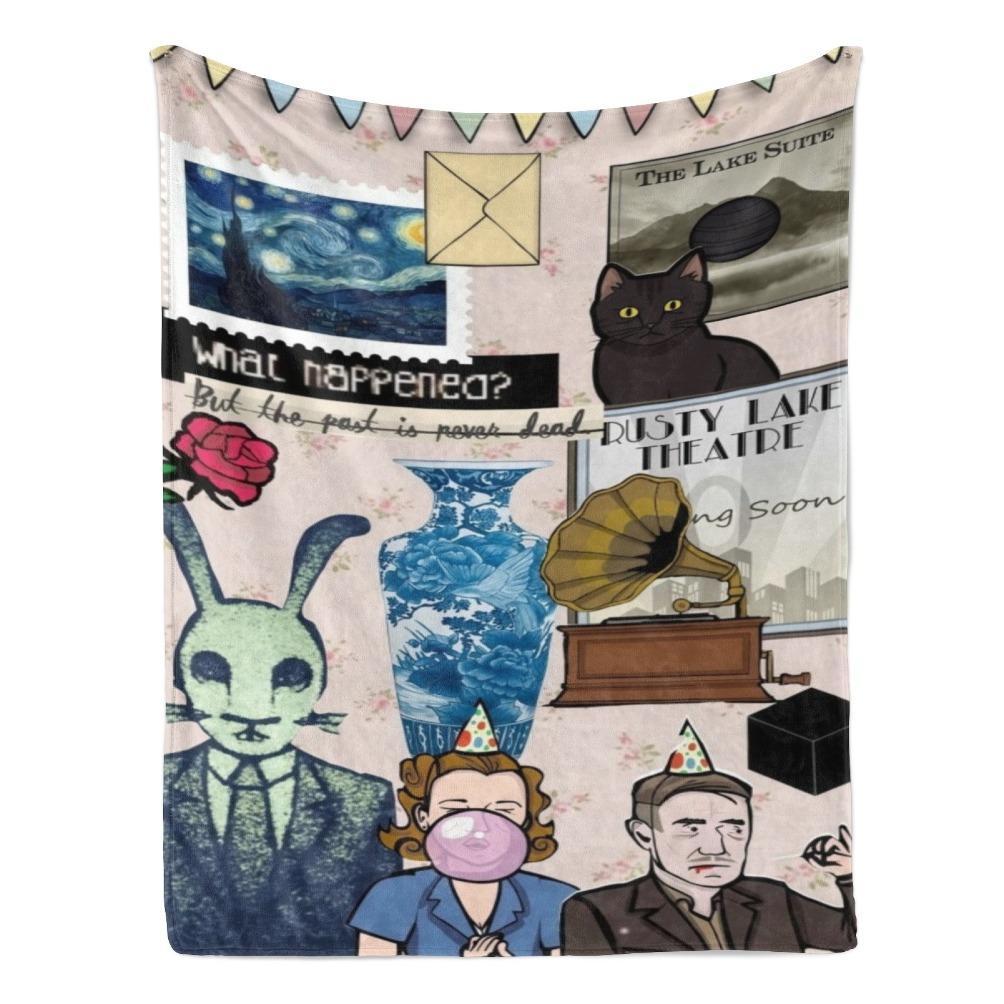 Rusty Lake Theme Flannel Blanket Surreal Mystery Game Throw Soft Cozy Plush Blanket for Couch Sofa Bed Indie Puzzle Art Aesthetic Home Decor Lightweight Travel Blanket Gamer Fan Collection Gift All Season Comfort Decorative Bed Cover