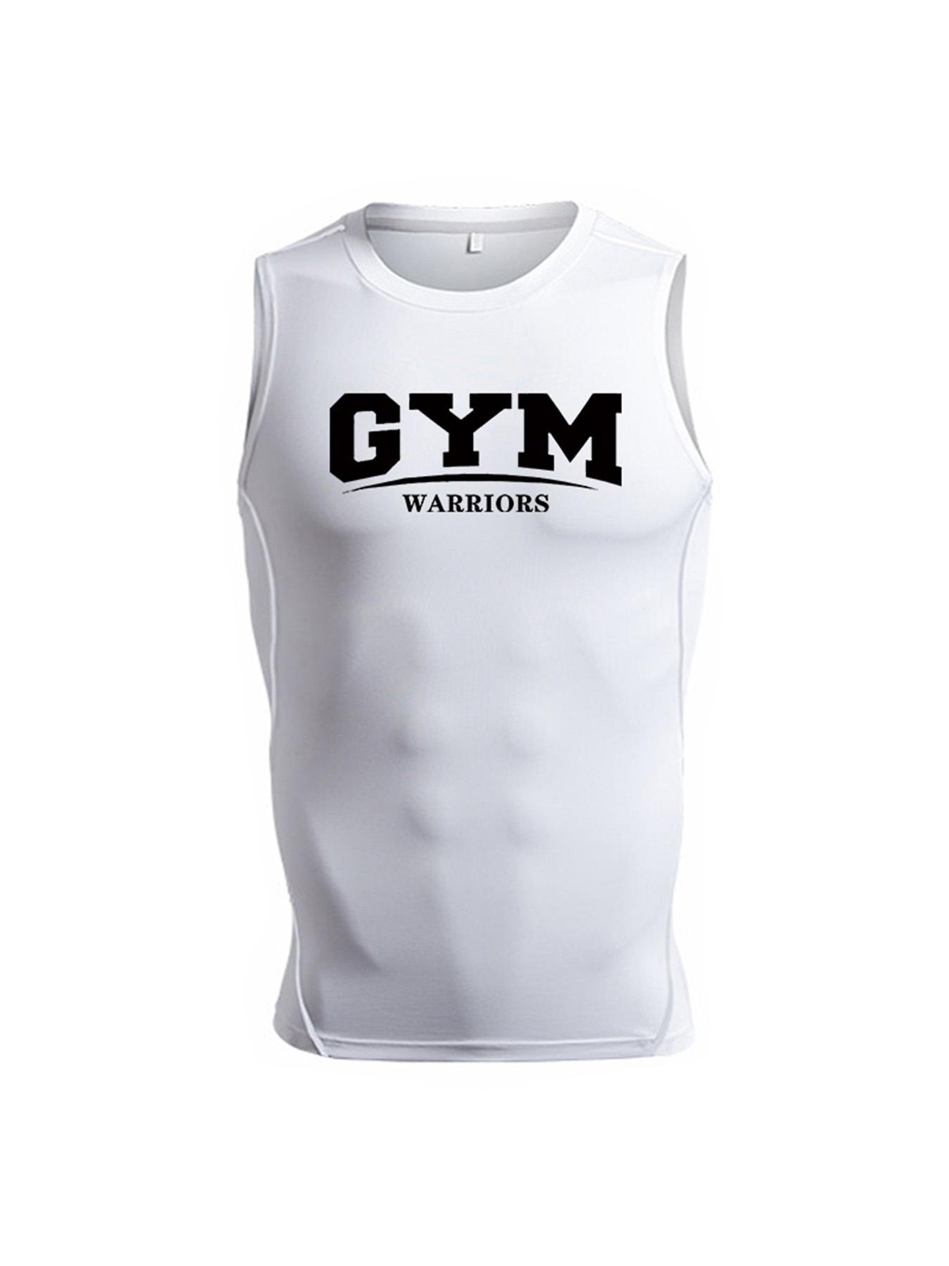 Men's Letter Print Sleeveless T-shirt, Regular Fit Casual Sleeveless Top for Summer, Men's Top for Gym Workout Running, Fitness Workout Vest, Sport Vests