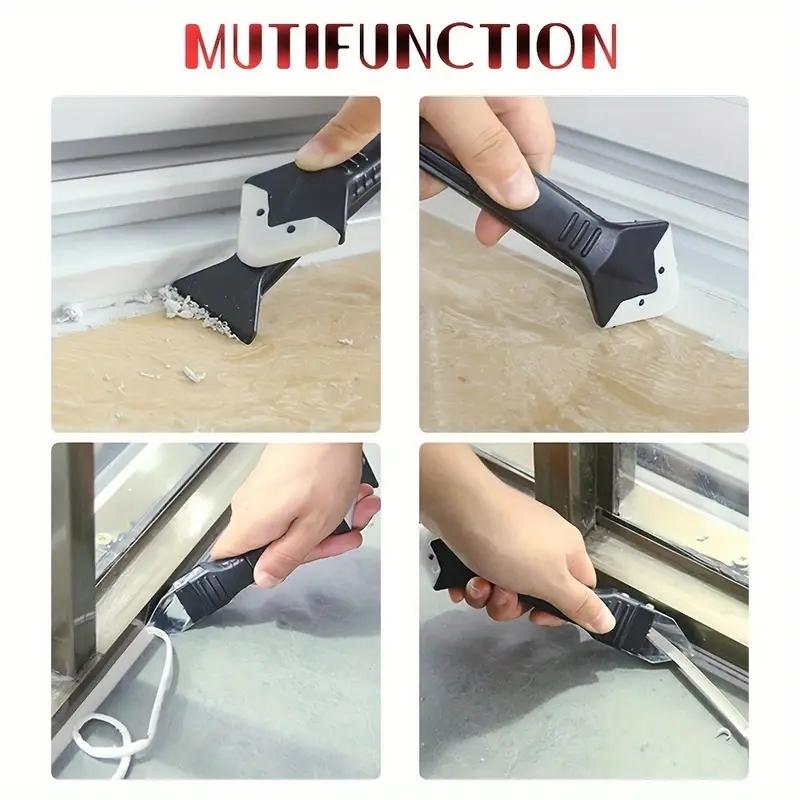Multi-Functional Grout Scraper Tool Set, Includes Plastic Caulk Remover & Edge Trimming Knife, Easy Glass Sealant Application