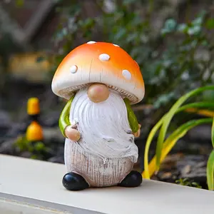 6.5 Inch Mushroom Fairy Statue Ornament, Resin Material, Garden Decor, Courtyard Lawn Planter Landscape Decoration, Outdoor Sculpture