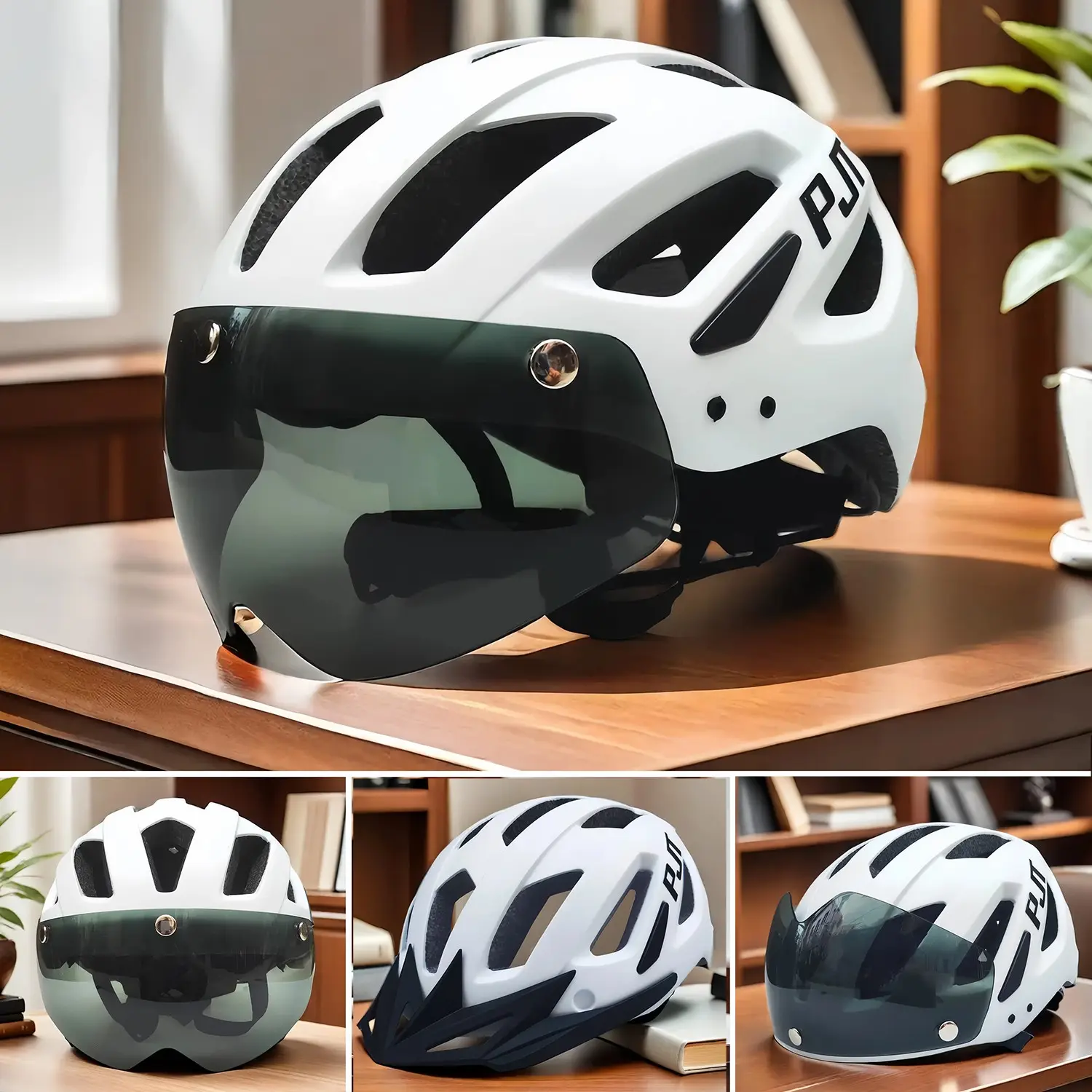 Pjt Bike Helmet with 3 Mirror Pieces, Transparent Light, Eps Material, M/l Sizes, Adult Unisex Cycling Safety Hat